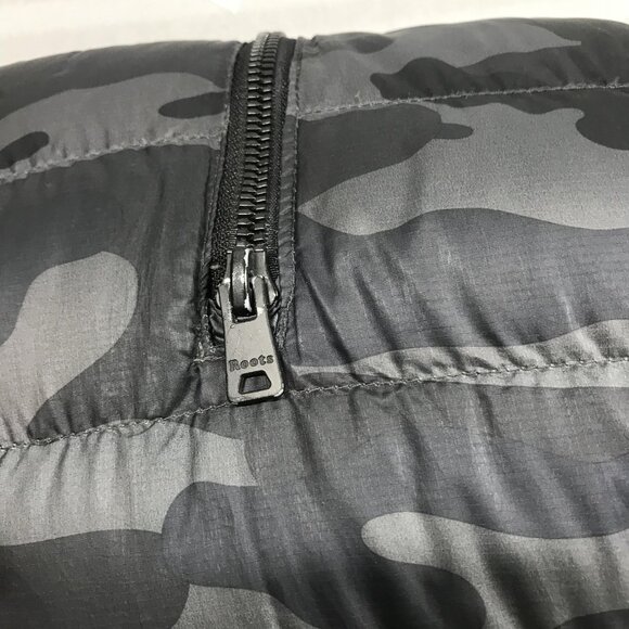 Roots Puffer Jacket Mens XL Black Gray Camo Hooded 700 Fill Down Anorak Half Zip - Picture 11 of 12